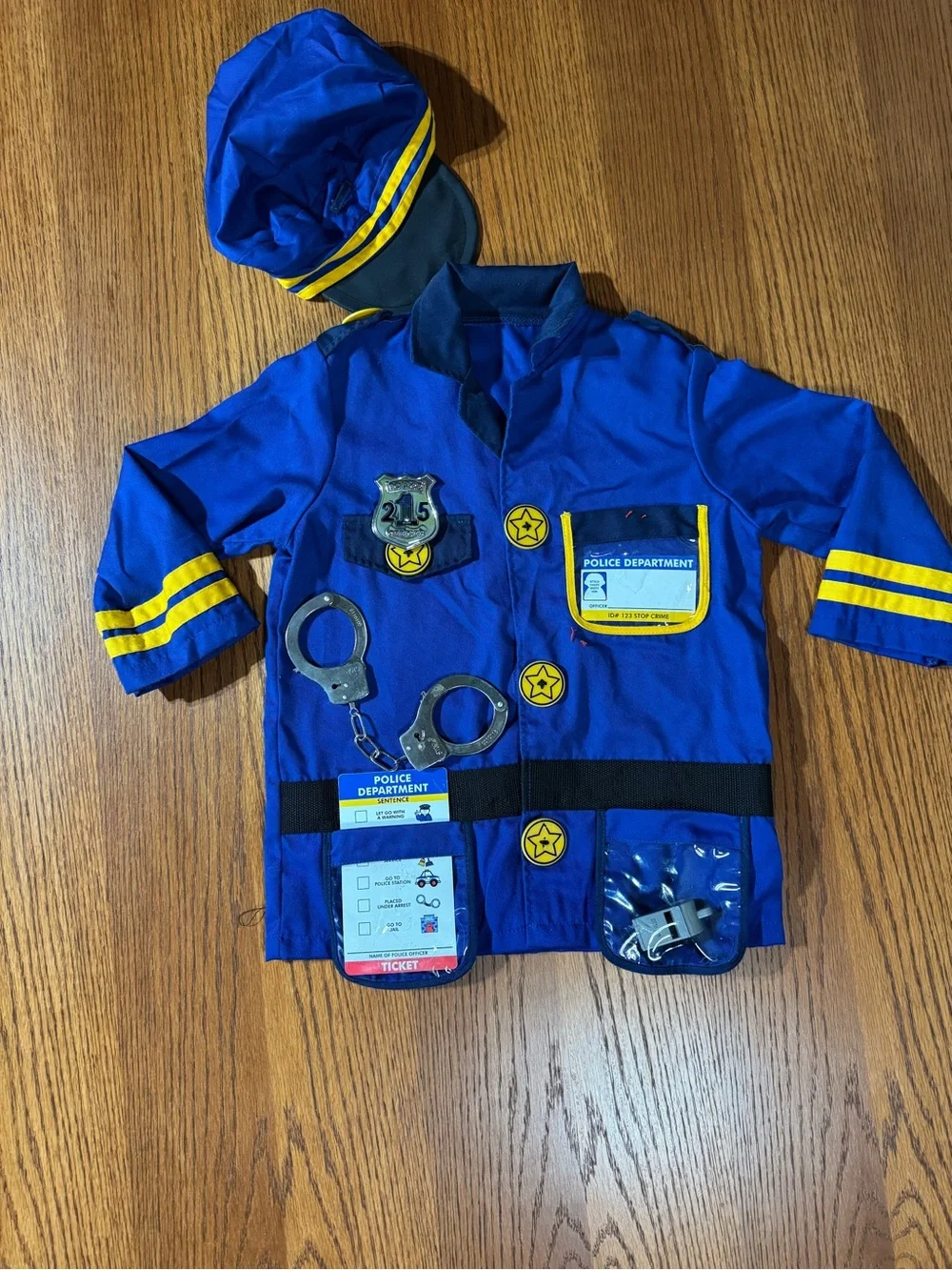 Melissa & Doug Police Officer Costume Ages 3-6 Kids Dress Up Uniform Accessories